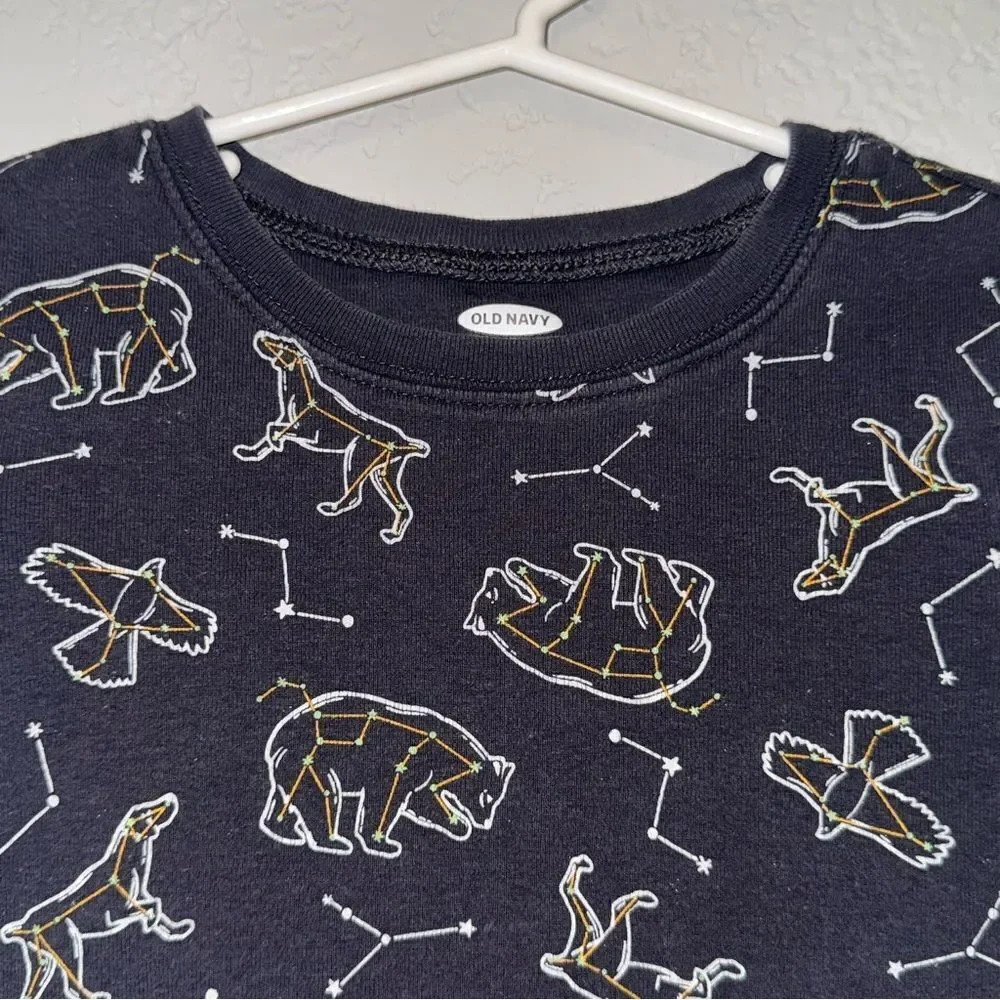 Black Constellation Space Print Short Sleeve T-Shirt
